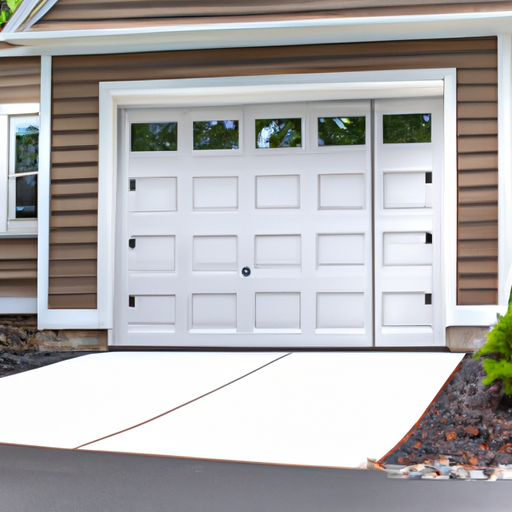 Suburban home exterior in Short Hills, NJ showing a sectional garage door, tracks and weather seal.