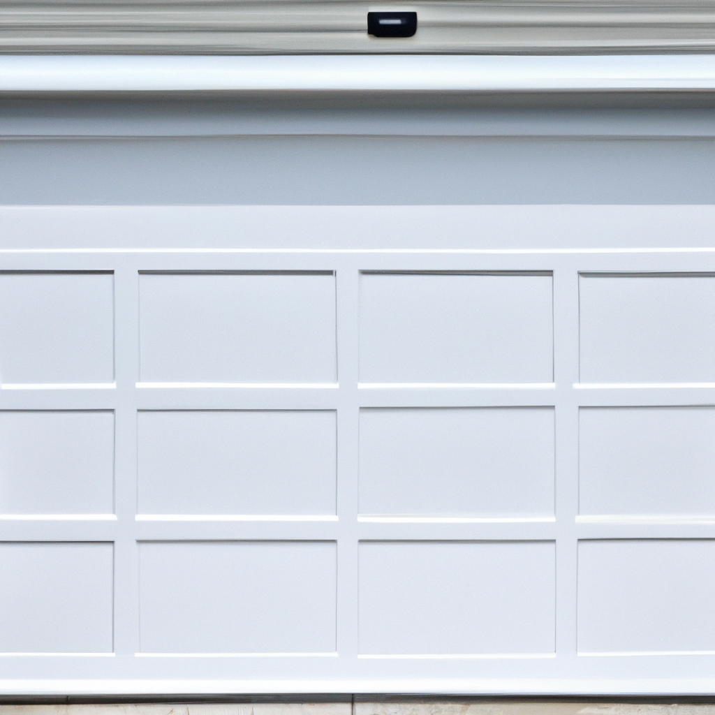 Modern insulated garage door on a suburban house in Short Hills, NJ, showcasing textured panels and weather seals