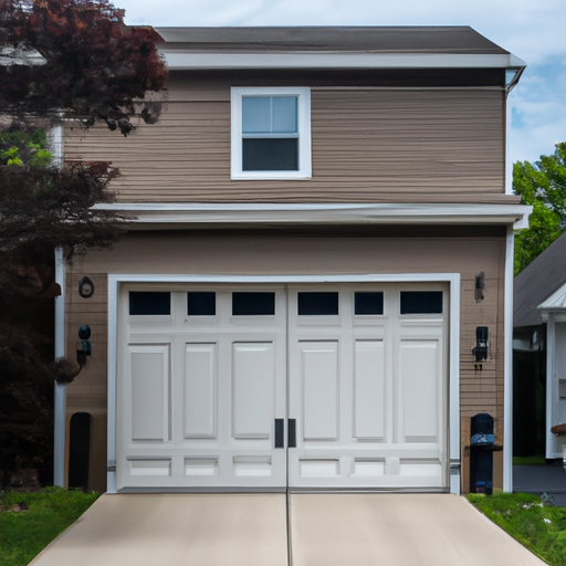 Suburban Short Hills home with a visible garage door showing material texture and driveway, no people.