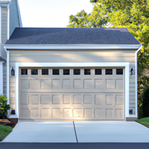 Suburban Short Hills home exterior with a modern insulated garage door in morning light, showing panels and weatherstripping.