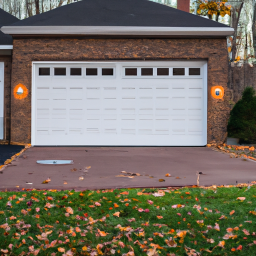 Suburban Short Hills home at golden hour with a modern insulated garage door closed; no people visible.