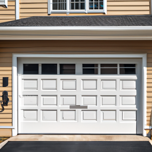 Suburban Short Hills home exterior showing a full garage door with visible bottom seal and weatherstrips.