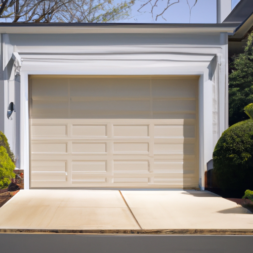 Suburban Short Hills residential garage door in morning light with clean driveway and trimmed landscaping.